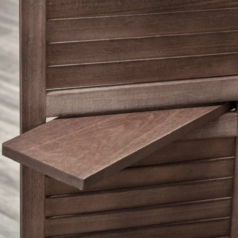 HOMCOM Biombo Plegable de 4 Paneles de Madera 162x170 cm Biombo Separador de Ambientes con 3 Estantes Nogal