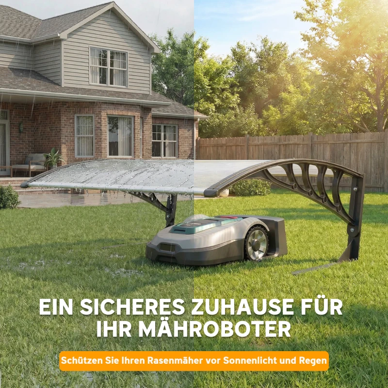 Outsunny Mähroboter Garage aus Aluminium Überdachung mit hohlem Dach UV 30+ wetterfest 100 x 81 x 43 cm Weiß