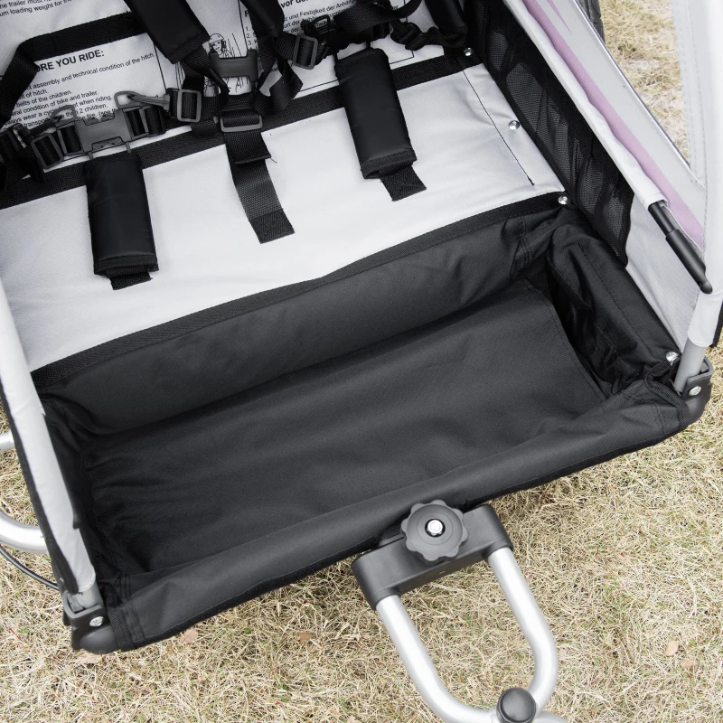 Homcom Remorca Bicicleta Copii 2-in-1 – Carucior 2 Locuri cu Frana(m-11)