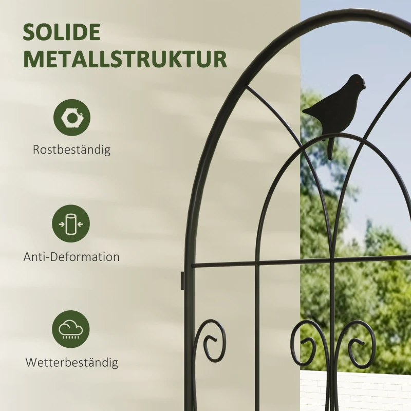 Outsunny Spalier voor klimplanten met vogels, set van 2, tuingaas voor groenten, druivenranken, bloemen, metaal, 50 x 150 cm, zwart