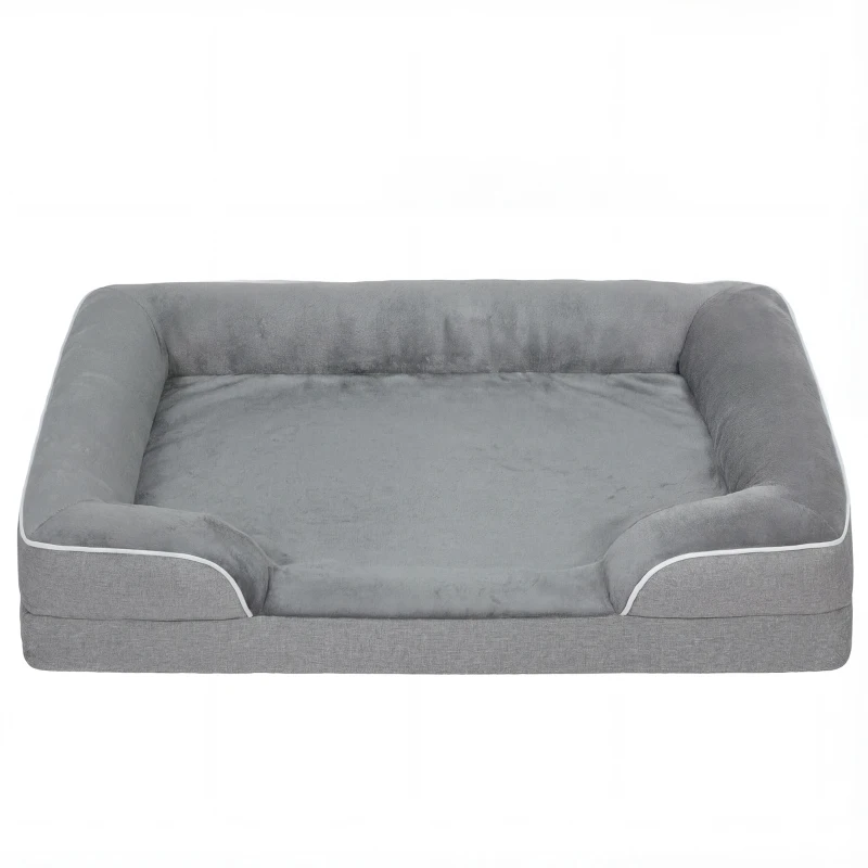PawHut Dog Sofa Bed, Washable Pet Bed with Removable Cover and Non-Slip Bottom for Cats, Small and Medium Dogs, Grey