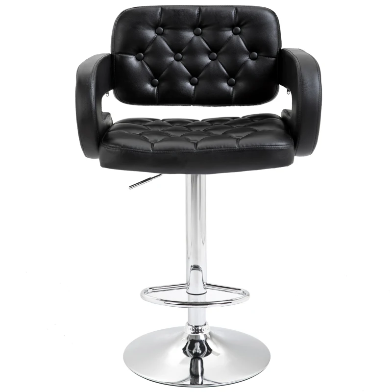 HOMCOM Tabouret de bar pivotant chaise de bar réglable en hauteur avec dossier repose-pieds et accoudoirs 61x50x93-113cm noir