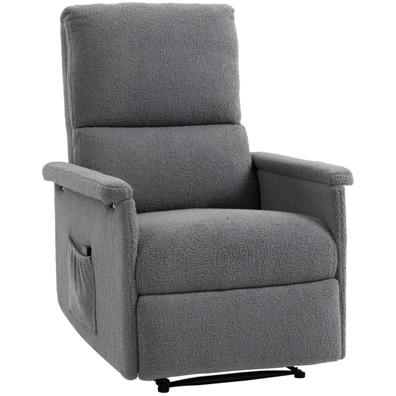 HOMCOM Fauteuil de massage inclinable, fauteuil de relaxation, dossier réglable, large assise, repose-pied, 69x84x99cm, gris