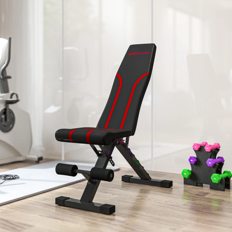 SPORTNOW Banc de musculation pliable inclinable, banc réglable pour l'entraînement complet  82 x 35 x 42,5-107 cm acier noir