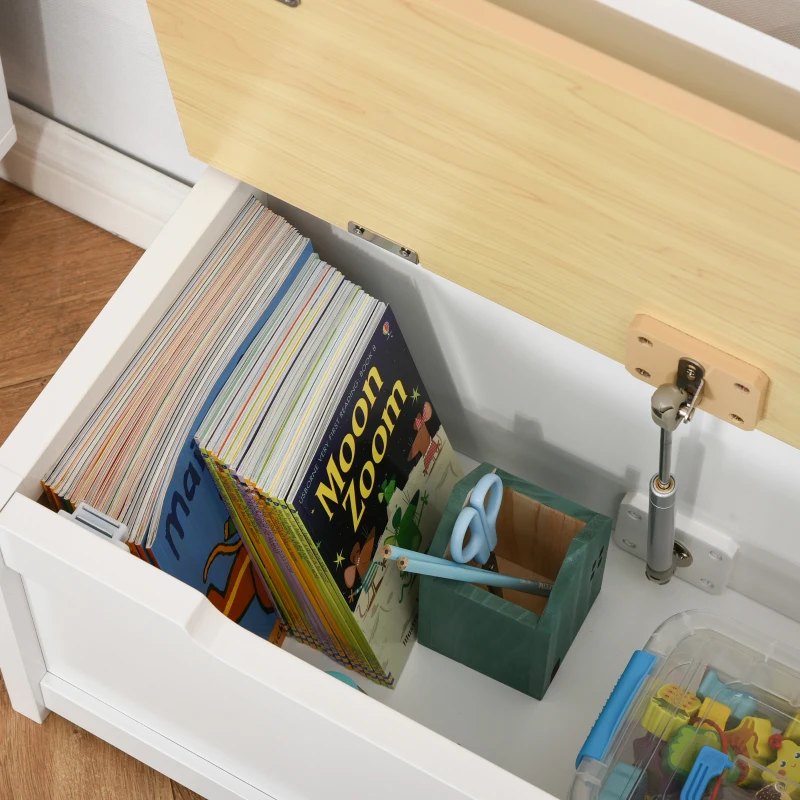 Homcom Banca Copii 2-in-1 – Cutie Depozitare Lemn 60×30×50 cm