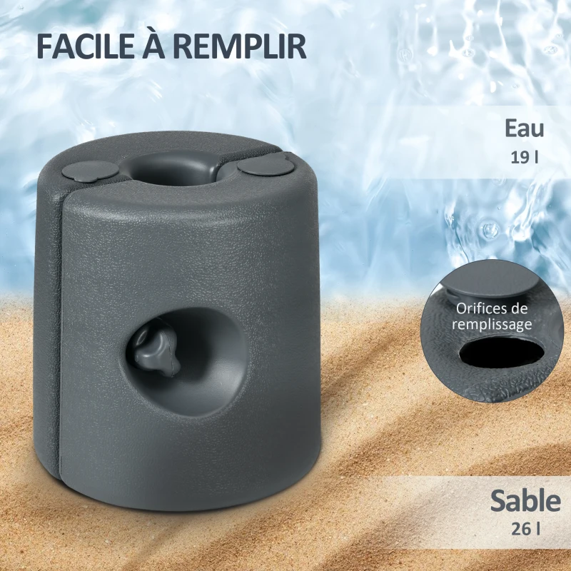 Outsunny Lot de 4 Pieds de tonnelle pop-up remplis d'eau ou de sable pieds de sol pour pavillon en HDPE avec vis de sécurité