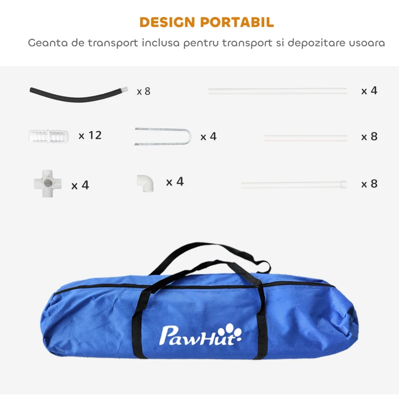 PawHut Kit de Antrenament cu Obstacole pentru Animale de Companie, Set Echipament de Agilitate pentru Câini, 89x69x99 cm, Portoccaliu