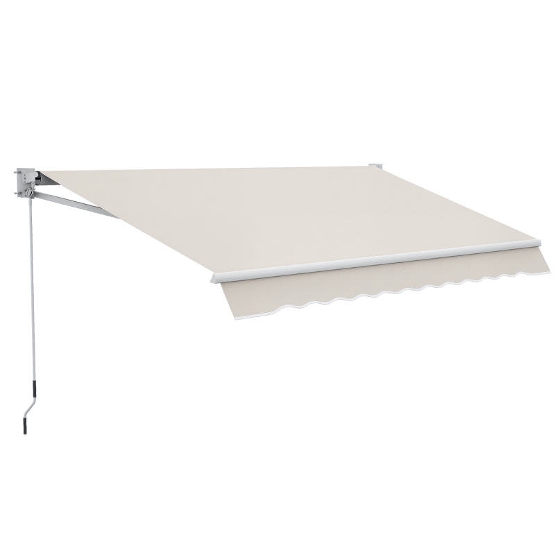 Outsunny Store banne manuel rétractable 200 x 250 cm store exterieur terrasse avec manivelle, imperméable et anti-UV, crème