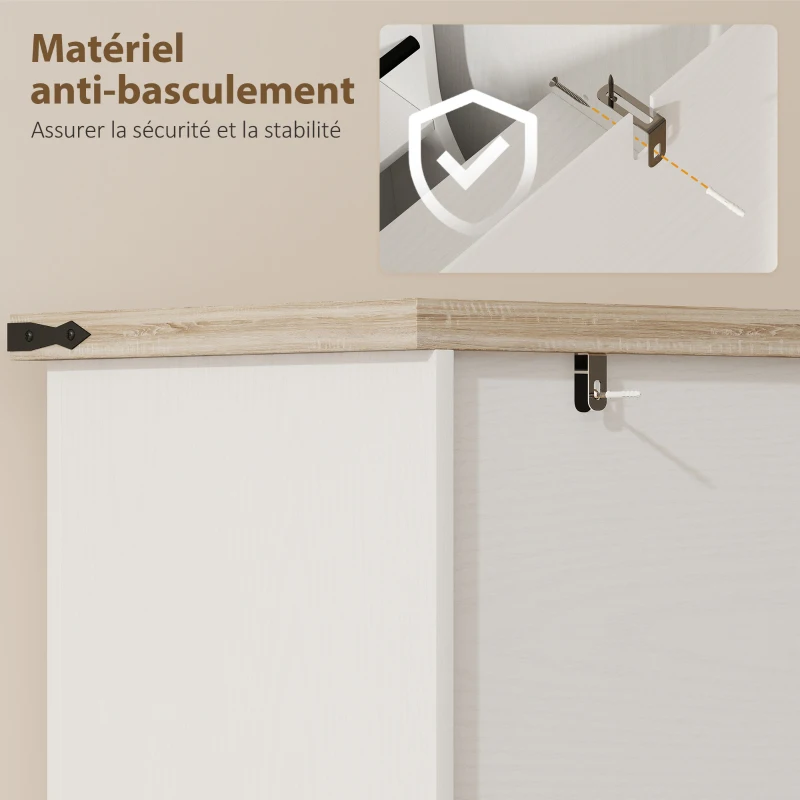 HOMCOM Buffet de cuisine, armoire de cuisine avec 4 portes, 6 porte-épices et étagères réglables, 76,3 x 40 x 136 cm, blanc