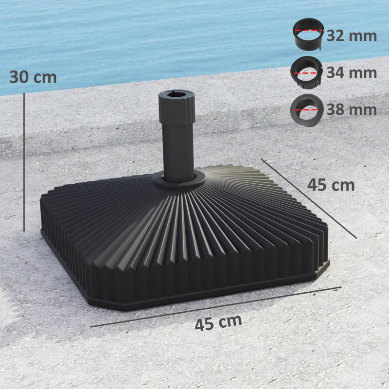 Outsunny Patio Umbrella Stand, Heavy Duty Outdoor Parasol Base, Sand/Water Filled, Black