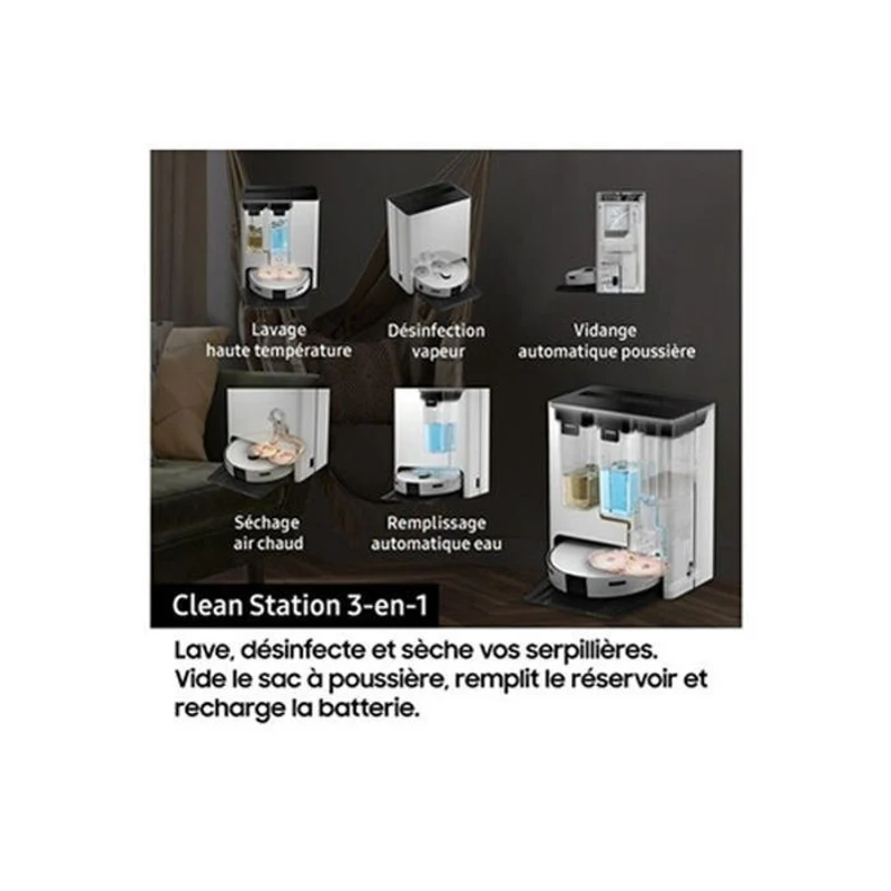 Aspirateur Robot Laveur - Samsung Jet Bot Combo VR7MD96B14G - Désinfection Vapeur - Détection des objets & obstacles