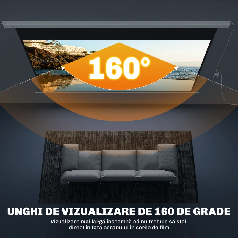 Homcom Ecran Proiector 100” – Montaj Pe Perete sau Tavan