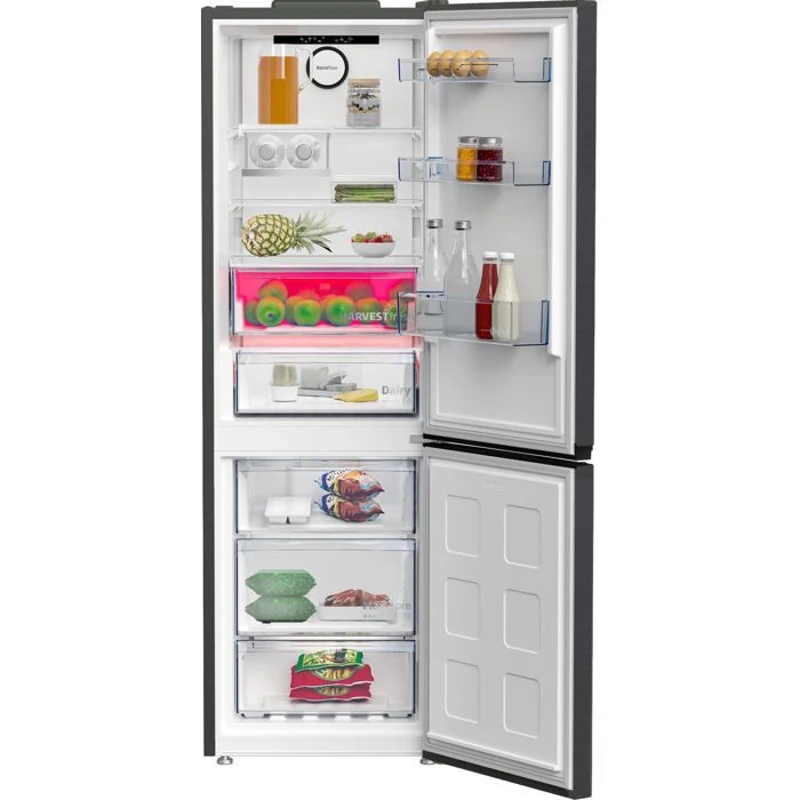 Réfrigérateur combiné - BEKO Série bPro 500 - B7RCNE367HG - 2 portes - 316 L - Classe B - 59,5 x 66,3 x 186,5 cm - Manhattan Grey