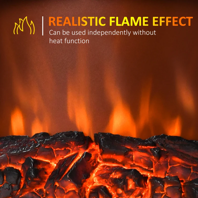 HOMCOM Șemineu Electric Portabil 1000W/2000W din ABS și Sticlă Negru