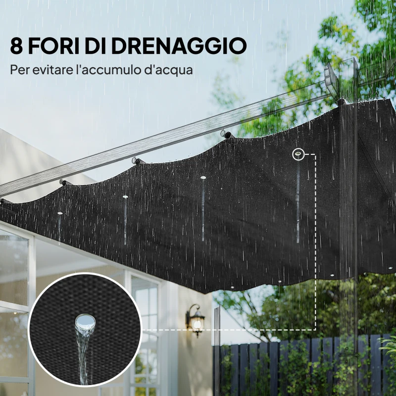 Outsunny Copertura per Gazebo Pergola con 8 Fori di Drenaggio, in Poliestere UV30+, 286x245 cm, Grigio Scuro