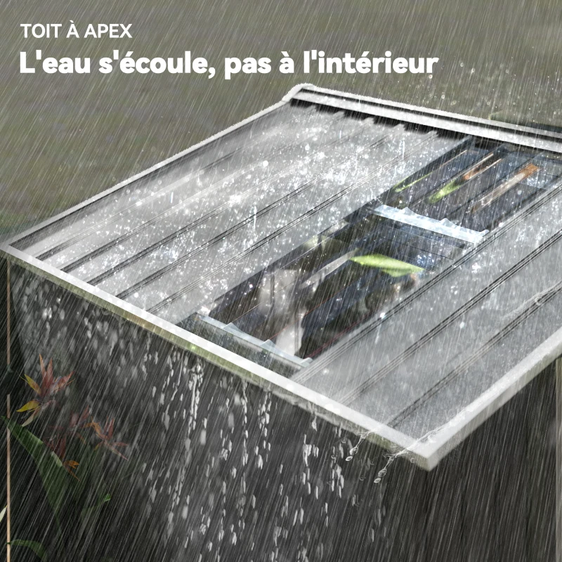 Outsunny Abri de jardin en métal 2,77 m² cabane de jardin 213 x 130 x 185 cm avec fondation, porte coulissante gris foncé