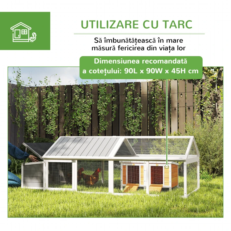 PawHut Coteț de Lemn pentru Găini cu Cuibar și Acoperiș Rabatabil, pentru 4-8 Găini