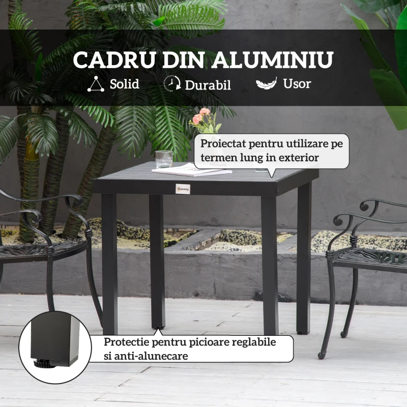 Outsunny Aluminum Outdoor Patio Dining Table for 4 for Garden Lawn Backyard, Natural