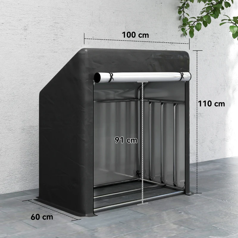 Outsunny Suport de Lemne de Exterior din Oțel cu Acoperire Impermeabilă 100x60x110 cm
