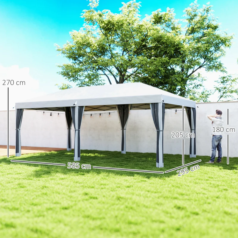 Outsunny Foisor de gradina cu plasa de tantari, alb, 3x6m