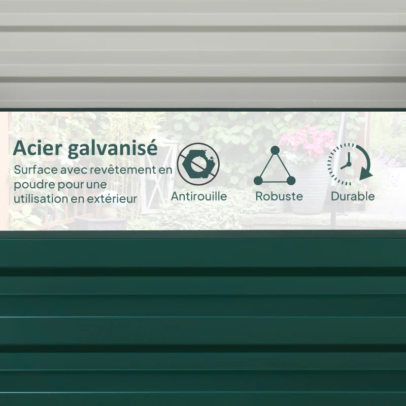 Outsunny Lot de 2 jardinières surélevées, carre potager de jardin pour légumes, fleurs, acier galvanisé 60 x 60 x 30,5 cm, vert