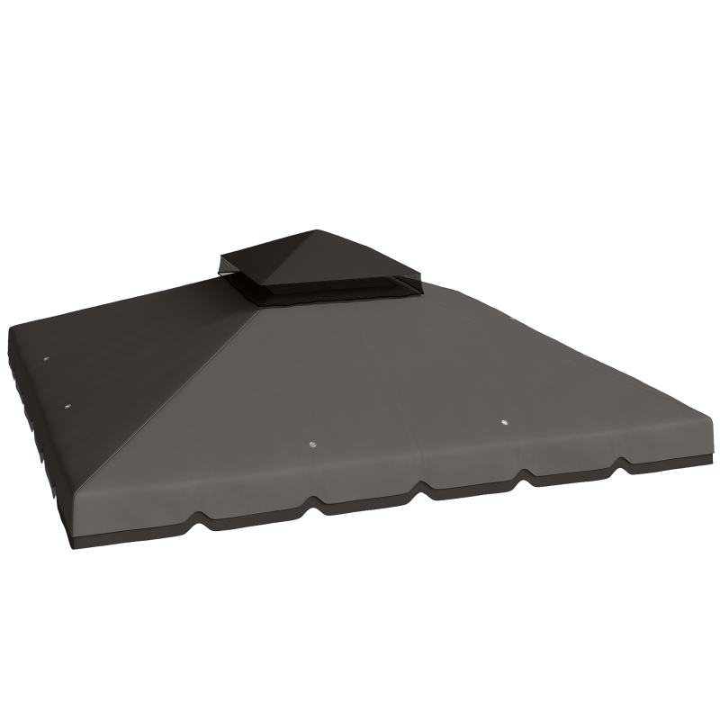 Outsunny Toldo de Substituição 3x3 m com Teto Duplo Orifícios de Drenagem e UPF 30+ Apenas Toldo NÃO Inclui Estrutura Cinzento Claro