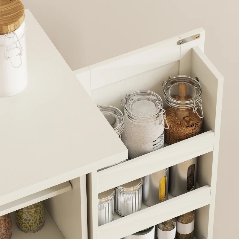 HOMCOM Buffet cuisine armoire de cuisine 5 niveaux avec portes et étagères réglables 60l x 40P x 120H cm grain de bois crème(m-9)