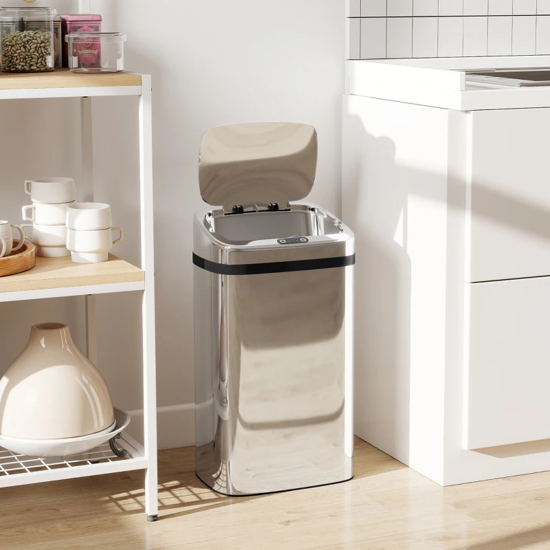 HOMCOM Cos de gunoi cu senzor 30L inox elegant