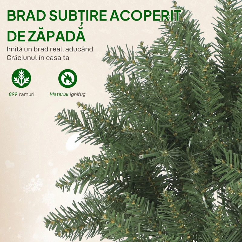 HOMCOM Pom de Crăciun de 180cm cu 250 de Lumini Albe și Colorate, 899 Crengi