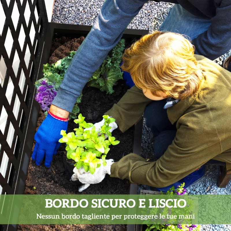 Outsunny Fioriera da Esterno con Spalliera per Rampicanti e Frangivista in Acciaio Zincato, 89x40.5x178 cm, Nero