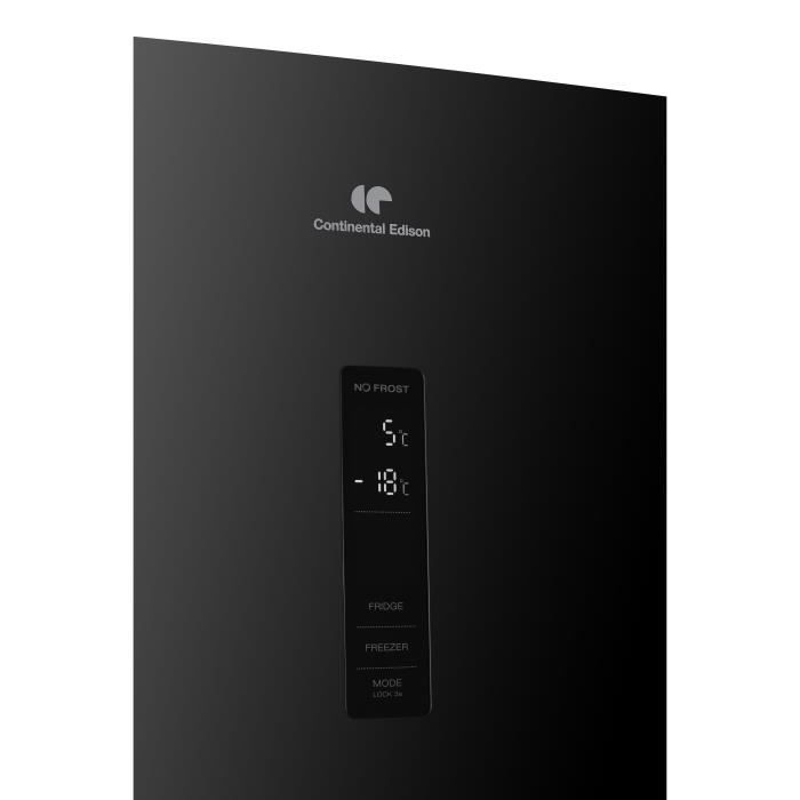 Réfrigérateur congélateur bas CONTINENTAL EDISON CEFC323NFB - 323L - Total No Frost - display sur la porte - Classe D - Noir