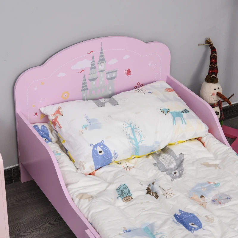 Homcom Pat Copii Roz – 143×73×60 cm, Lemn, pentru Varste 3-6 Ani