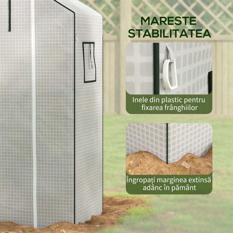 Outsunny Acoperiș de Schimb pentru Seră PE Walk-in cu Ușă Rulabilă și Ferestre, 143 x 70 x 190cm, Verde