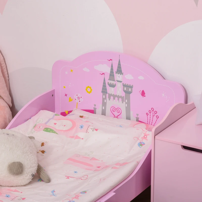 Homcom Pat Copii Roz – 143×73×60 cm, Lemn, pentru Varste 3-6 Ani