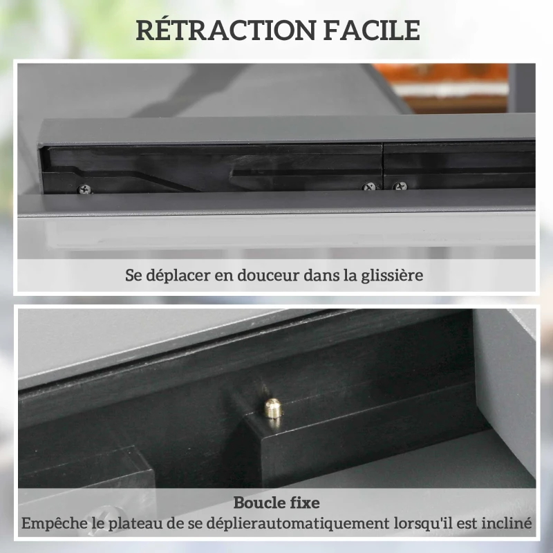 Outsunny Table Extensible de Jardin Grande Taille dim. dépliées 160 x 80 x 75 cm Aluminium Plateau Verre trempé transparent