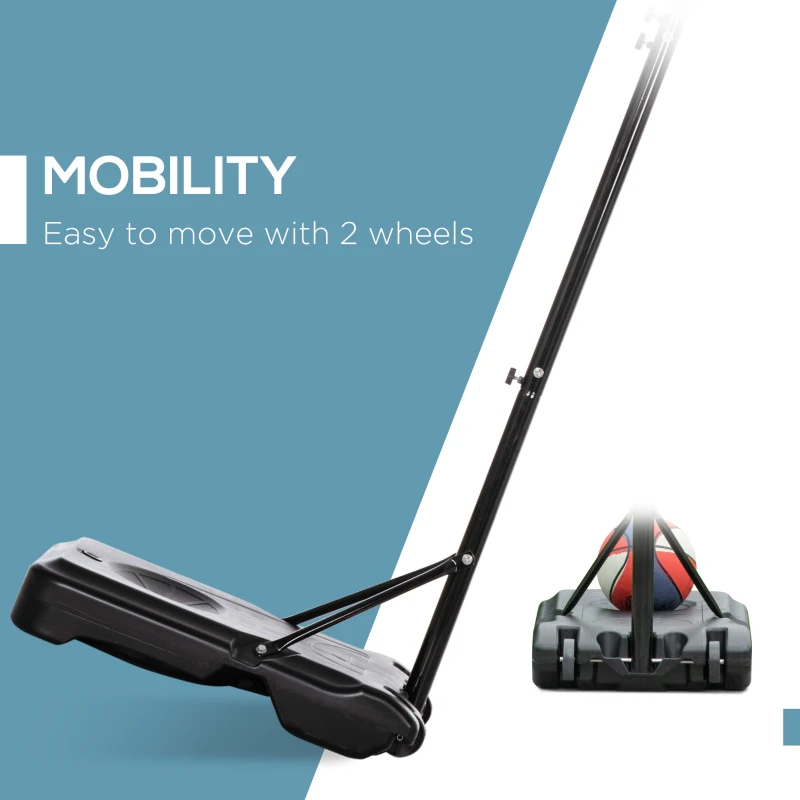 HOMCOM Kosz na Koszykówkę na Zewnątrz, Regulowany Stojak 160-210 cm z Kółkami