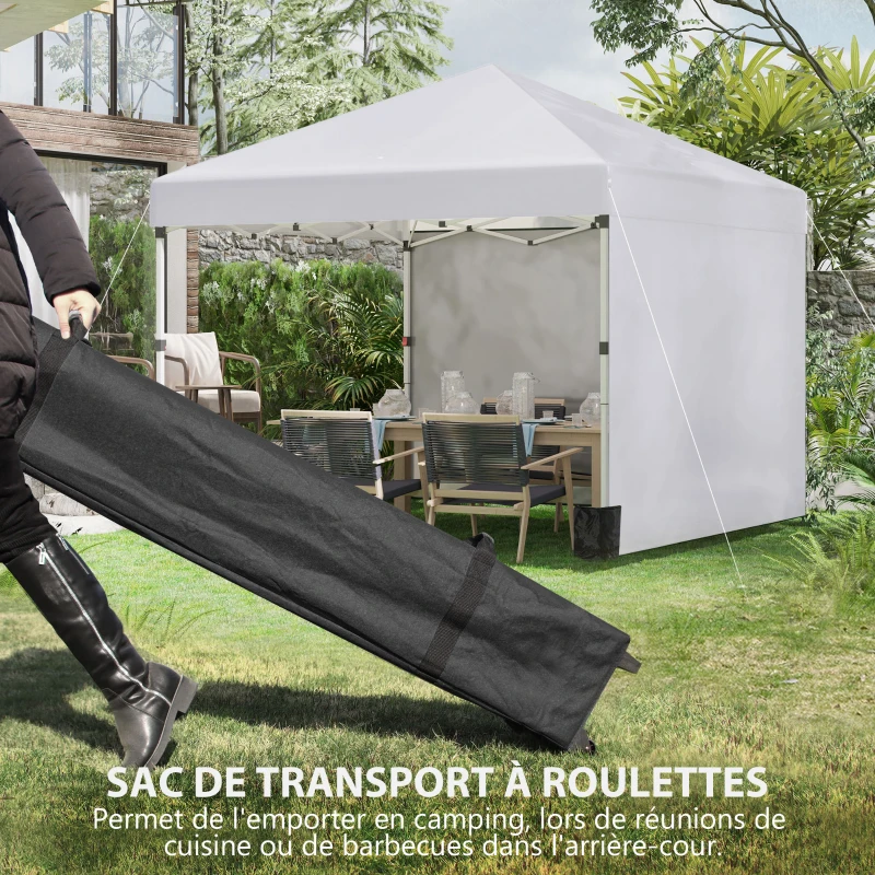 Outsunny Tonnelle de jardin pop-up réglable en hauteur protection 2 parois latérales sac de transport 297 x 297 x 288 cm blanc