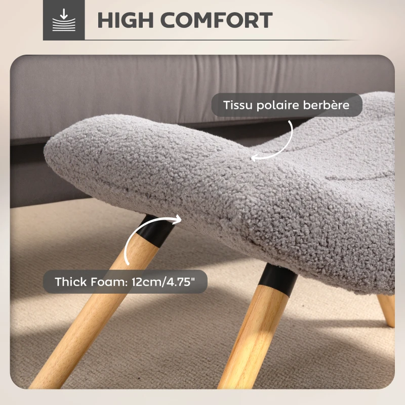HOMCOM Repose pied salon ottoman pouf salon tabouret de canapé en tissu avec pieds en bois de hêtre, siège rembourré, gris