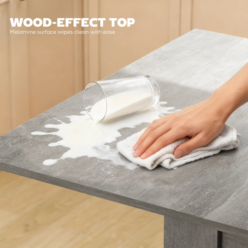 HOMCOM Masă de Dining Extensibilă pentru 4-6 Persoane din Lemn și Oțel, 140x80x77.5 cm, Gri