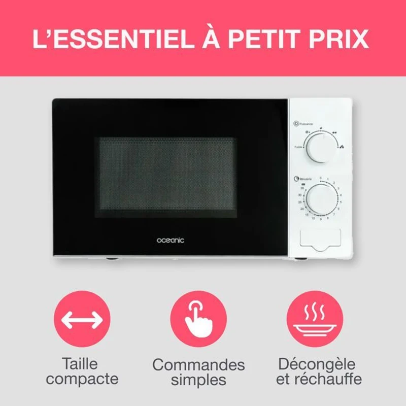 Micro-ondes OCEANIC MO20W11 Blanc 45,4 x H26,1 x P32,6 cm - 20L