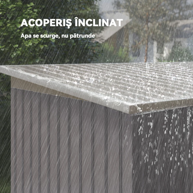 Outsunny Depozit de Grădină din Oțel cu 2 Orificii de Aerisire și 2 Uși Glisante, 280x130x172 cm, Gri Deschis