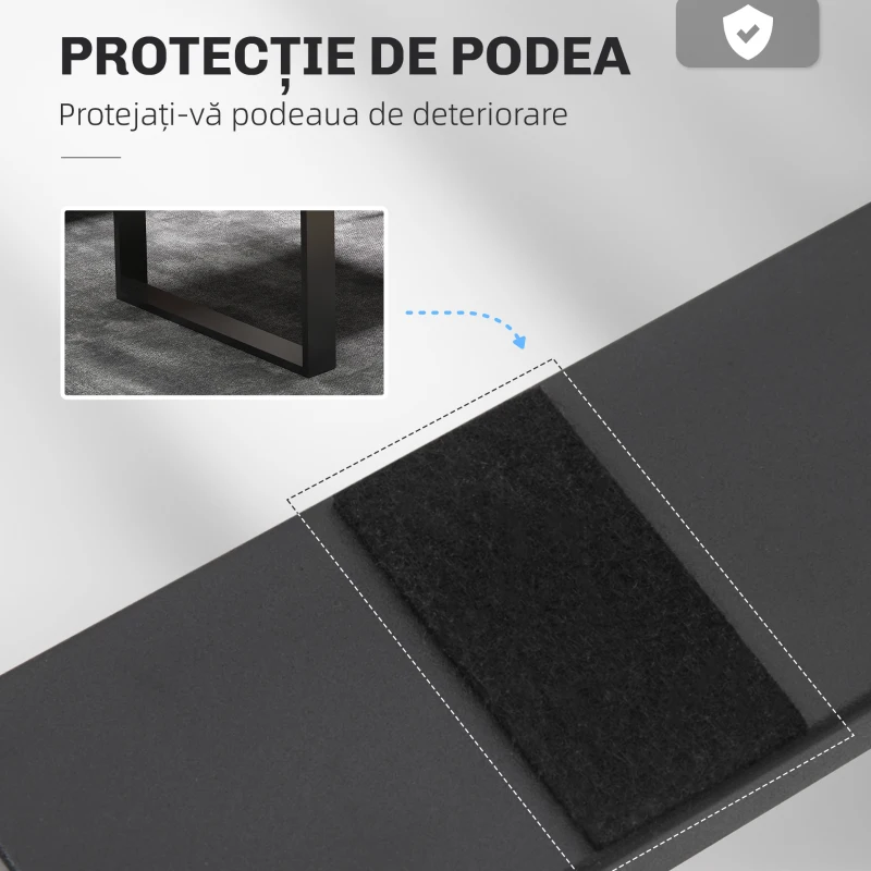 HOMCOM Set 2 Picioare de Masă Dreptunghiulare din Oțel, 60x8x72 cm, Negru