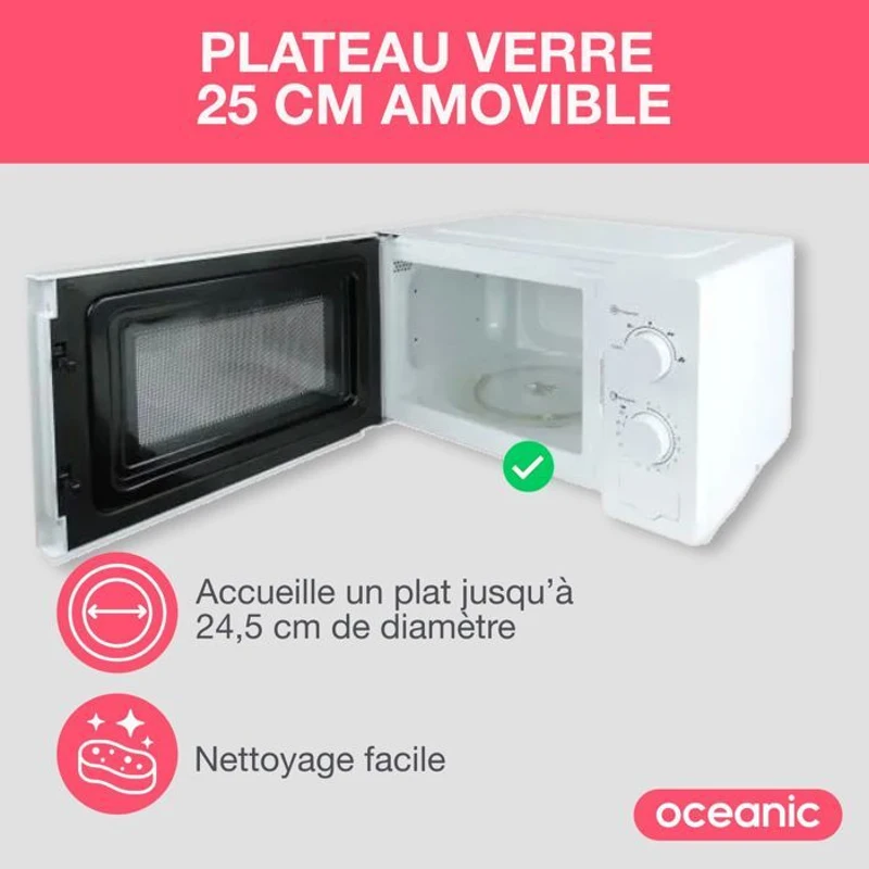 Micro-ondes OCEANIC MO20W11 Blanc 45,4 x H26,1 x P32,6 cm - 20L