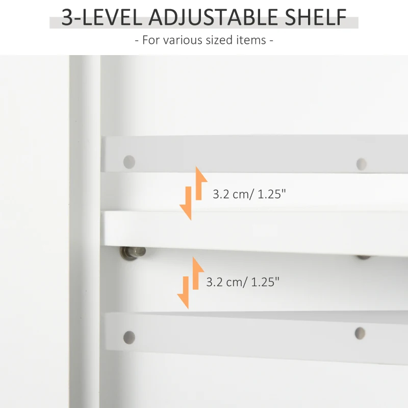 HOMCOM 59cm Wall-mounted Bathroom Living Room Cabinet Home Organizer Closet -White