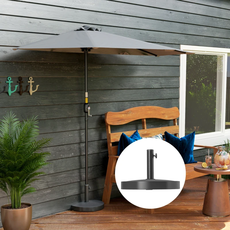 Outsunny Base de parasol 9 kg en résine pour mât de 32, 38, 48 mm, support de parasol, 49 x 31 x 33 cm, noir