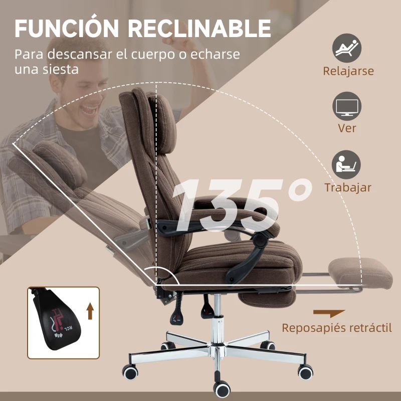 Vinsetto Silla de Masaje con 6 Puntos de Masaje con Altura Ajustable Control Remoto Reposapiés y Reposacabezas Marrón Oscuro