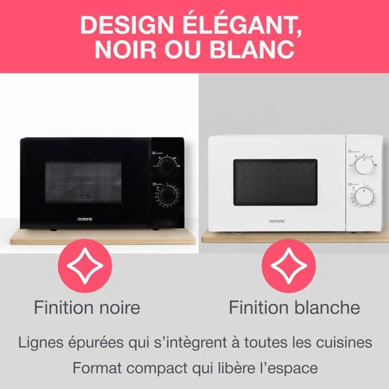 Micro-ondes OCEANIC MO20B11 Noir l 45,4 x H26,1 x P32,6 cm - 20L