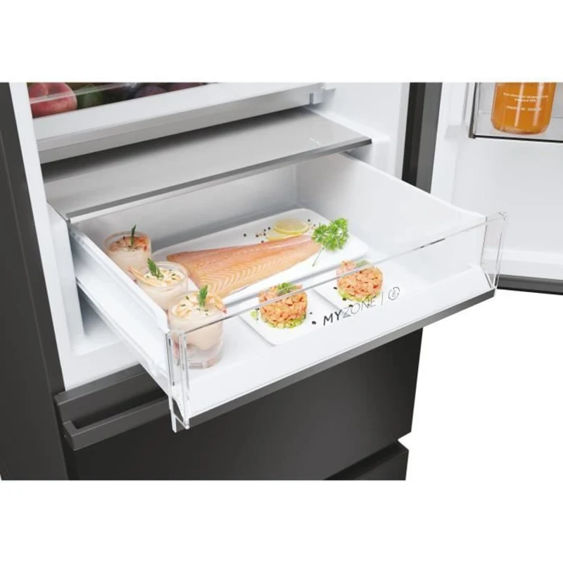 Réfrigérateur combiné - HAIER - 3D 60 Series 5 HTW5618ENPT - Classe E - 360 L - 185 x 59,5 x 66,7 cm - Noir