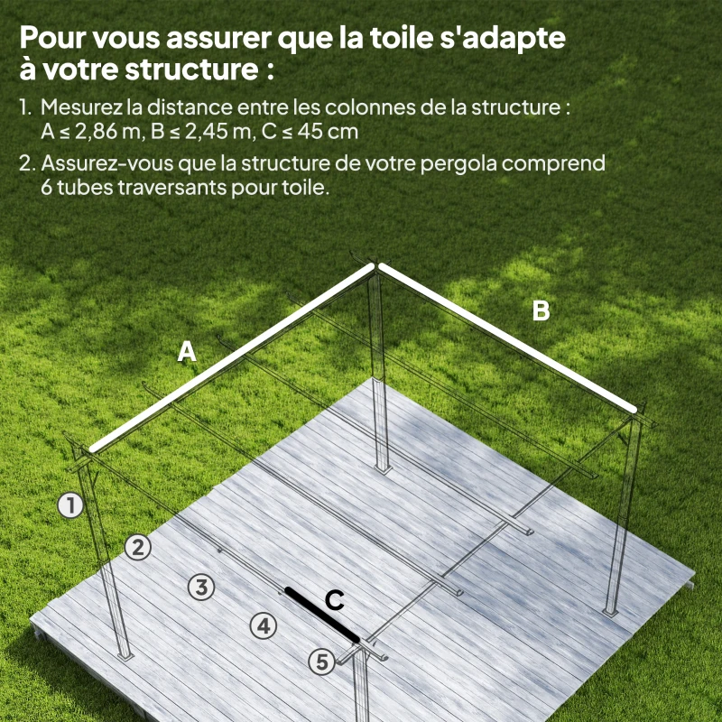 Outsunny Toile de toit de rechange pour pergola toile de remplacement protection solaire Anti-UV 30+ pour pergola de 3 x 2 m