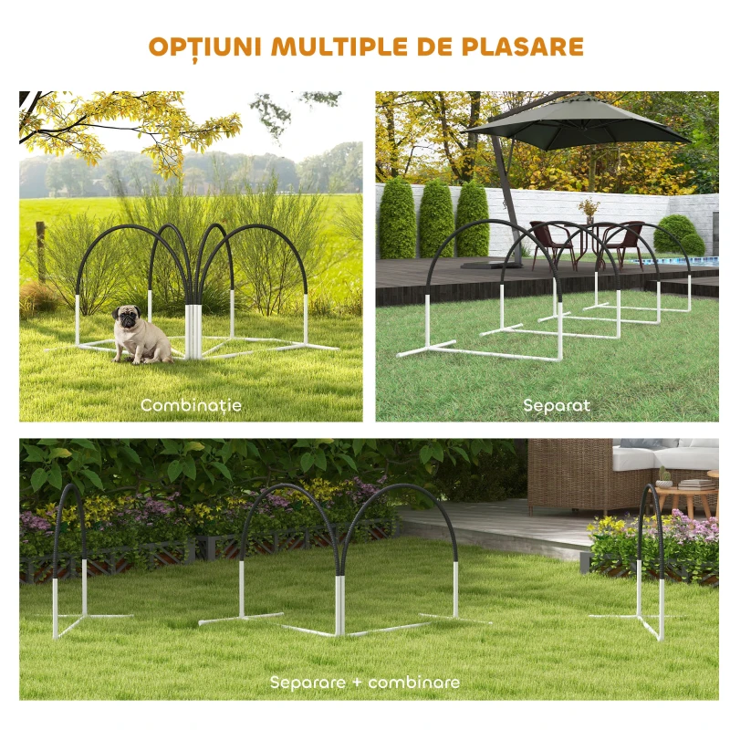 PawHut Kit de Antrenament cu Obstacole pentru Animale de Companie, Set Echipament de Agilitate pentru Câini, 89x69x99 cm, Portoccaliu